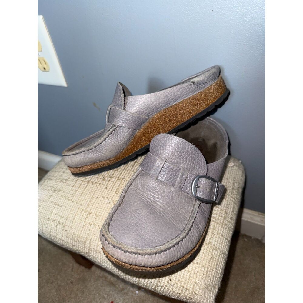 Birkenstock 'Buckley' Grey Leather Clogs/Mules, Used | Size 36/Women's 5